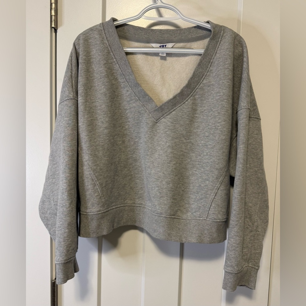 JoyLab Women's Gray Sweatshirt Relaxed Fit V-Neck Size XL